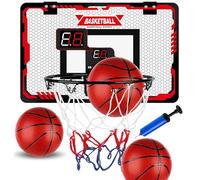 Xndryan Mini Basketball Hoop Indoor, Over The Door Basketball Hoop for Kids with Balls, Scoreboard & Hand Pump, Easy To Install, Basketball Toy Games for Boys Girls