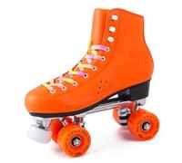 XNEOPP Roller Skates for Women And Girls, Pu Leather High-Top Double-Row Speed Skates, Perfect for Gift Indoor Outdoor Sport, with Shoes Bag,orange,EU/40