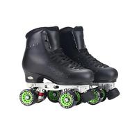 XNEOPP Women's Roller Skates,Microfiber Leather Cnc Base 360° Height Adjustable Full Rubber Toe Stop Roller Derby Skates for Men Girls Boys Unisex, Suitable for Figure Skaters,black,EU/33
