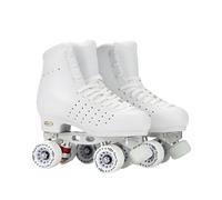 XNEOPP Women's Roller Skates,Microfiber Leather Cnc Base 360° Height Adjustable Full Rubber Toe Stop Roller Derby Skates for Men Girls Boys Unisex, Suitable for Figure Skaters,White,EU/44