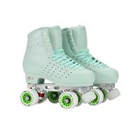 XNEOPP Women's Roller Skates,Microfiber Leather Cnc Base 360° Height Adjustable Full Rubber Toe Stop Roller Derby Skates for Men Girls Boys Unisex, Suitable for Figure Skaters,green,EU/38
