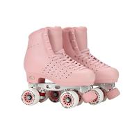 XNEOPP Women's Roller Skates,Microfiber Leather Cnc Base 360° Height Adjustable Full Rubber Toe Stop Roller Derby Skates for Men Girls Boys Unisex, Suitable for Figure Skaters,pink,EU/36