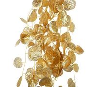 Xnferty 12PCS Golden Leaf Garland - 86IN Spring Summer Artificial Vine Wired Gold Grape Ivy Silk Fall Leaves for Decoration (Golden Lotus Leaf)