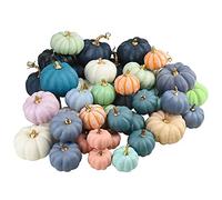 Xnferty 16Pcs Artificial Pumpkins Bulk Vintage Pumpkin Artificial Pumpkins Bulk Faux Harvest Pumpkins Fake Foam Pumpkin Artificial Pumpkins Decoration Set Fall Decor Plastic Foam Fake Faux(Blue)