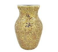 Xnferty Mosaic Glass Flower Vase, 8.1 x 5.1IN Gold Crystal Vases Handcrafted Modern Vase Glass Unique Centerpiece Vase Beautiful Handmade Exquisite Craftsmanship Decor for Homes Offices Decor (#1)