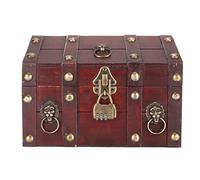 Xnferty Pirate Treasure Chest Storage Box Vintage Wooden Boxes With Lock Wooden Storage and Decorative Box Treasure Jewelry Chest Vintage Handmade Wood Craft Box for Jewelry(Vintage Red)
