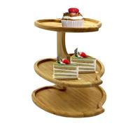 Xnferty Wooden Serving Tray, 11.42 IN 3 Tier Heart Shaped Cheese Board Tabletop Serving Platters Romantic Wedding Serving Tray Wooden Cupcake Stand for Valentines Day Table Decor