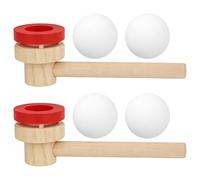XNFUOE 2 Pcs Wooden Ball Blower Floating Ball Blowing Magic Levitating Balls Educational Wooden Blowing Toys Red Foam Ball Wood Pipe Floating Ball Fun Target Game