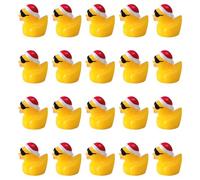 XNFUOE 20pcs Christmas Charms Tiny Resin Ducks Decoration Mini Christmas Ducks with Santa Hat Sunglasses for Xmas Party Bag Fillers Indoor Decoration