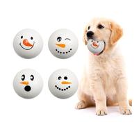 XNFUOE 4pcs Christmas Dog Snowball 2.4inch Christmas Face Snowman Ball for Small and Middle Dogs Pet Toys Gifts for Pets