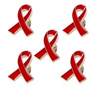 XNFUOE 5pcs Metal Awareness Lapel Pin World Aids Day Sign HIV Awareness Ribbon Brooch Pin for Women Girl Jewelry