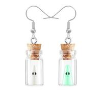 XNFUOE Glow in Dark Ghost Earring Cute Ghost in a Bottle Earrings, Halloween Spooky Charm Pendant Earrings Party Tiny Favors Jewelry Costume