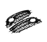 XNFUR 1Pair Front Bumper Fog Lamp Grille Cover Fit For A4 B8 S Line S4 2008-2012 HONEYCOMB Mesh Fog Light Grill Vehicle front Fog Light Trim cover(Glossy Black)