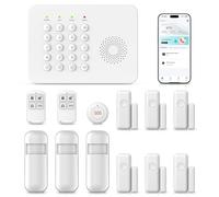 XNH 13-Piece Kit Wireless Home Security Systems, 4G/WiFi + GSM Auto Alarm System, App & Voice Control,No Monthly Fees,Alexa & Google Assistant With Motion Detector, Door Window Sensor,Remotes