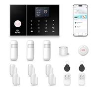 XNH 16-Piece Kit Wireless Home Security System-DIY 4G/WiFi with Touchscreen, App Control,Alexa & Google Assistant, No Monthly Fee, GSM SIM Card Ready, Motion Detector, Door Window Sensor for Home