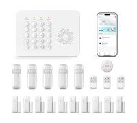 XNH 20-Piece Kit Wireless Home Security Systems, 4G/WiFi + GSM Auto Alarm System, App & Voice Control,No Monthly Fees,Alexa & Google Assistant With Motion Detector, Door Window Sensor,Remotes