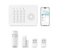 XNH 5-Piece Kit Wireless Home Security Systems, 4G/WiFi + GSM Auto Alarm System, App & Voice Control,No Monthly Fees,Alexa & Google Assistant With Motion Detector, Door Window Sensor,Remotes