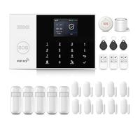 XNH GSM/WiFi Smart Home Security Systems, Security Alarm System for Home, Wireless Alarm Systems with APP Alert, 10 Door Sensors, 5 PIR Motion Detectors, 3 Remotes, Works with Alexa