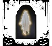 XNHAFW 2025 Halloween Ghost Mirror Hologram,Ghost Hologram Mirror Decorations,Spooky Haunted Mirrors House Apparition Indoor Harvest Decor,Hallowees Decoration for Indoor Outdoor (Wave-White Light-S)