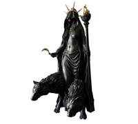 XNHAFW Hekate Niktipolos Statue, The Witch of The Night, Underworld Hekate Phōsphoros Light-Bringer or Morning Star Statue, Hecate Greek Goddess with Her Hounds of Magic Resin Sculpture (A)
