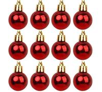 XNHIU 12 Pack 1.2inch Mini Bauble Mini Christmas Tree Baubles Decorative Hanging Ornaments Christmas Tree Pendants(Red)
