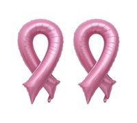 XNHIU 2 Pieces Breast Cancer Awareness Balloons Decoration Pink Ribbon Foil Balloons Hope Strength Faith Balloon for Breast Cancer Awareness Party Decorations