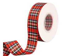 XNHIU 20 Yards Tartan Ribbon - Red Classic Royal Stewart Christmas Ribbon (25mm)
