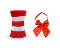 XNHIU 2pcs Adults Cat Hat Accessory Adults Tall Hat Bow Tie World Book Day Striped Hat Week Cat Theme Fancy Dress Costume