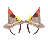 XNHIU 2Pcs Light Brown Scarecrow Hat Headbands with Patch & Sunflower Halloween Cosplay Headpiece Fall Thanksgiving Decorations