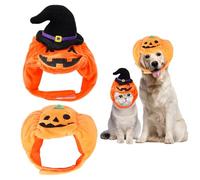 XNHIU 2pcs Pet Halloween Pumpkin Hat and Witch Pumpkin Hat Halloween Pets Dress Up Cosplay Pet Costume Decoration for Cat Dog