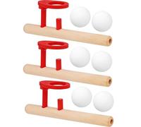 XNHIU 3Pcs Red Floating Blow Pipe Balls Fun Wooden Ball Blower Toys for Bernoulli's Law Demonstrating Breath Control and Hand-Eye Coordination Training