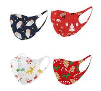 XNHIU 4 Pieces Christmas Face Masks Funny Santa Xmas Decorations Santa Snowman Mouth Cover Washable Masks for Christmas