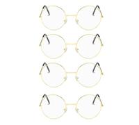 XNHIU 4 Pieces Christmas Santa Glasses Gold Round Glasses Old Man Costume Glasses Santa Fancy Dress Accessory for Adults