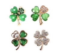 XNHIU 4 Pieces Four Leaf Clover Brooches Pins St.Patrick's Day Shamrock Pins Enamel Brooch with Locking Back for Women Girls Holiday Gifts, Clothing Accessories, Fashion Accessories