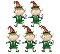 XNHIU 5pcs Giant Elf Balloons Christmas Candy Cane and Elf Balloons Elfs Xmas Shaped Foil Balloon Christmas Birthday New Year Party Decorations