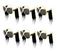 XNHIU 6 Pieces Gold Elvis Glasses with Sideburns Gold Rockstar Costume Glasses Rock and Roll Glasses for Cosplay Costume Halloween Carnival Theme Party