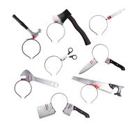 XNHIU 8pcs Halloween Horror Hair Bands Scary Weapon Headbands Cleaver Axe Scissor Hammer Headbands Horror Photo Props for Masquerade Mischief Props Decoration