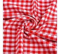 XNHIU Euvoym 1m Red & White Gingham ¼" Check Fabric 60" Wide Gingham Buffalo Check Polycotton Fabric Checked Fabric Chequered Tablecloth for DIY Clothing
