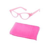 XNHIU Euvoym 2-Piece 50's Costume Accessory Set - Ladies Pink Fancy Dress Glasses and Scarf