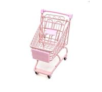 XNHIU Mini Supermarket Handcart Shopping Cart Desk Storage Toys Metal Shopping Grocery Handcart Mini Brands Food Table Decor for Kids Adults (Pink)