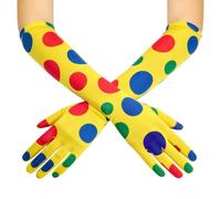 XNHIU Polka Dot Clown Gloves Elbow Length Funny Rainbow Long Gloves Cosplay Hand Covers for Halloween Festival Party and Stage Performance