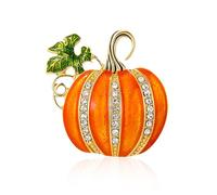 XNHIU Rhinestone Pumpkin Brooch Pin Halloween Lapel Pins Halloween Pumpkin Brooches Women's Fashion Crystal Pins for Halloween Party