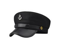 XNHIU Unisex Yacht Captain Adult Navy Sailor Costume Hat - Halloween, Party Accessory (Black)