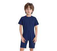 Xnihocha Adaptive Clothing for Kids Boys Special Needs Short Sleeve Jumpsuit Anti-strip Romper One Piece Bodysuit Dark Blue A 5-6 Years