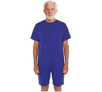Xnihocha Adaptive Men Women's Security Back-Zip Jumpsuit One Piece Easy Care Romper for Elderly & Limited Mobility Royal Blue M