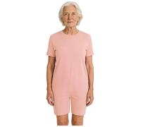 Xnihocha Adaptive Men Women's Security Back-Zip Jumpsuit One Piece Easy Care Romper for Elderly & Limited Mobility Pink S