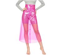 Xnihocha Clear PVC Midi Pencil Skirts Womens See-Through Skirts A Line Female Nightclub Skirt