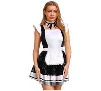 Xnihocha French Maid Fancy Dress Costume for Women Anime Cosplay Uniform Roleplay Outfits Black XL
