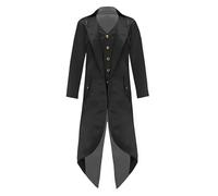 Xnihocha Kids Boys Ringmaster Renaissance Steampunk Costumes Prince Halloween Cosplay Tailcoat Jacket Black 9-10 Years