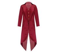 Xnihocha Kids Boys Ringmaster Renaissance Steampunk Costumes Prince Halloween Cosplay Tailcoat Jacket Red 11-12 Years